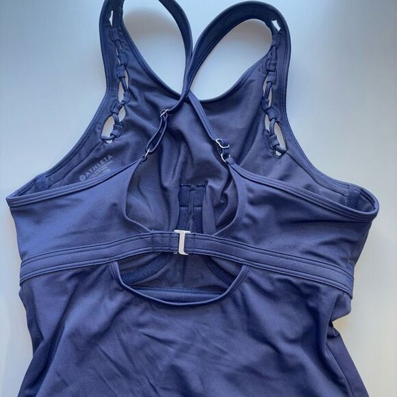 Athleta High Neck Bra Cup Loop Tankini Top blue 34D / DD - Picture 10 of 11